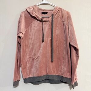 Y2K 2000s Alfani  Womens Velvour Hoodie Pink/Gray Loungewear M Cozy Everyday